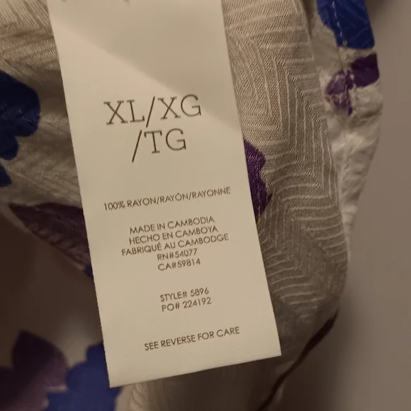 Cabi| Floating Flowers Ruffled Sleeves Blue/Purple XL Feminine Workwear Vacation - Picture 3 of 5